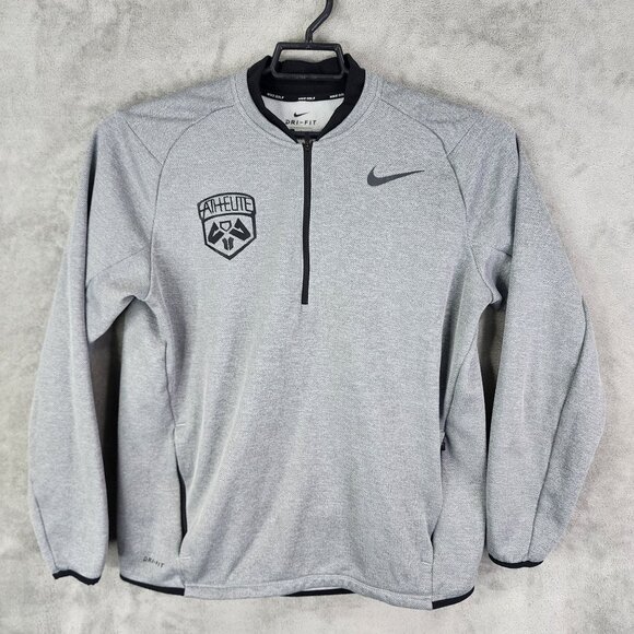 Mens Gray Nike Golf Dri-Fit Pullover Athelite Sweatshirt 1/4 Zip Long Sleeve L - Picture 2 of 10
